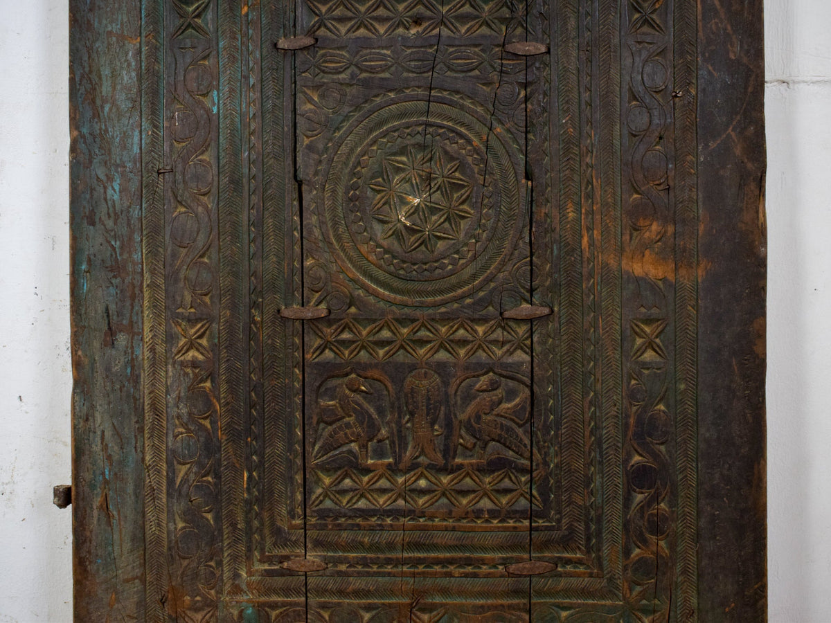 Antique Indian Carved Wooden Door Wall Hanging Art Decoration
