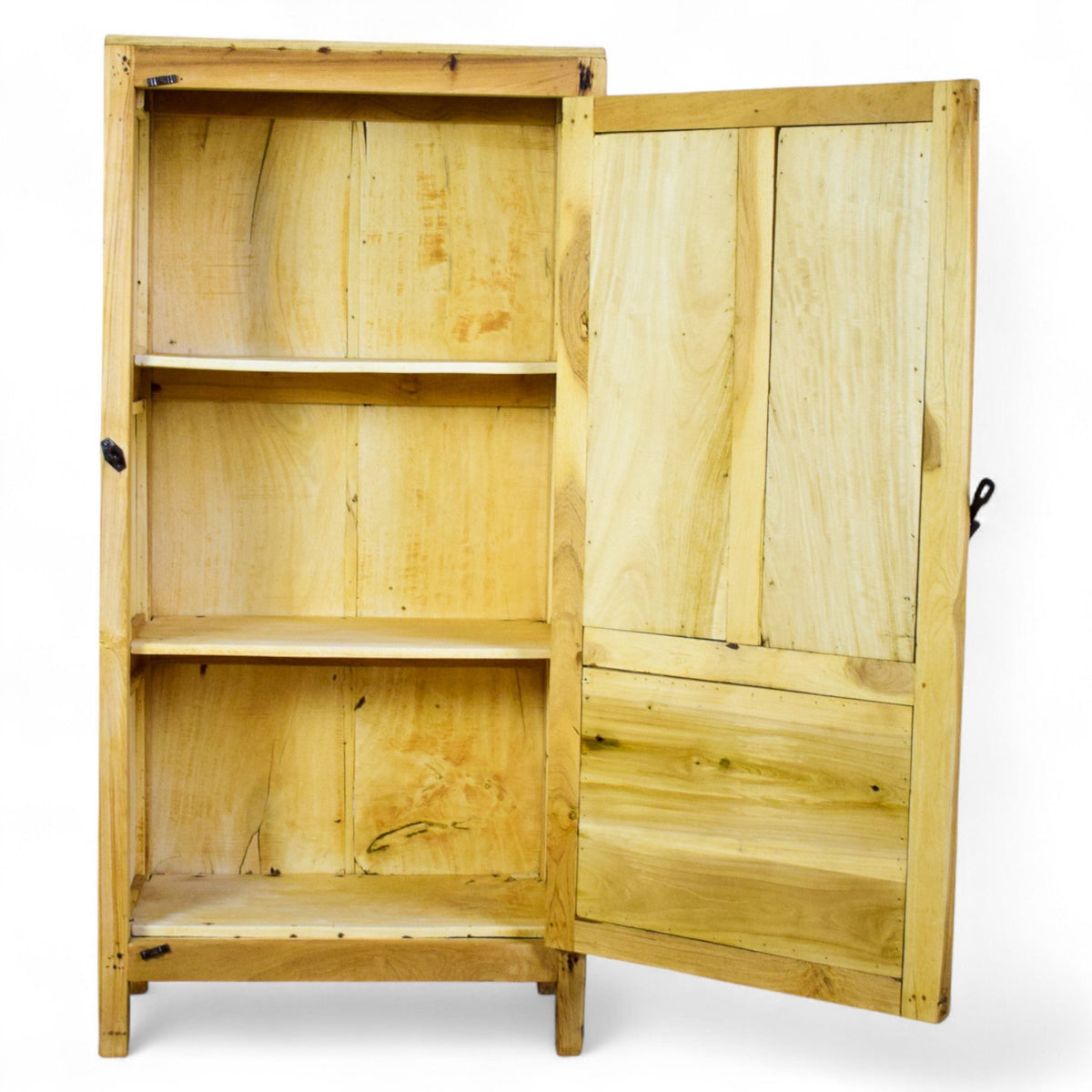 Vintage Rustic Bleached Wood Cupboard Cabinet Storage