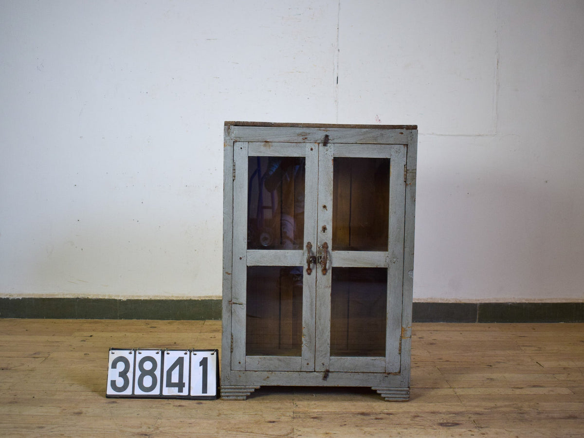 Vintage Worn Painted Rustic Cupboard Cabinet