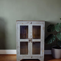 Vintage Worn Painted Rustic Cupboard Cabinet