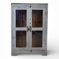 Vintage Worn Painted Rustic Cupboard Cabinet