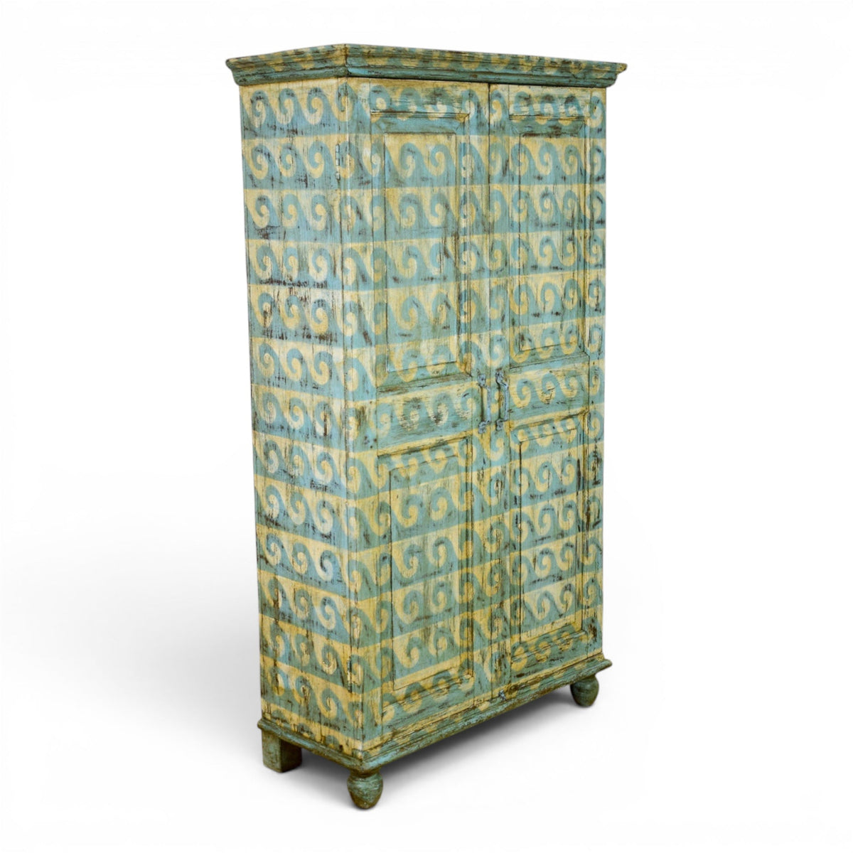 Vintage Rustic Hand Painted Wooden Cupboard Cabinet