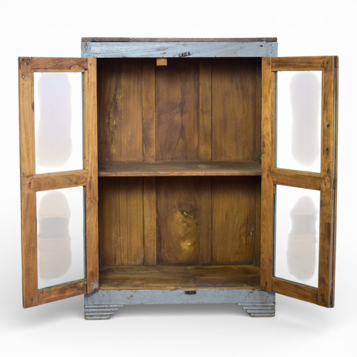 Vintage Worn Painted Rustic Cupboard Cabinet
