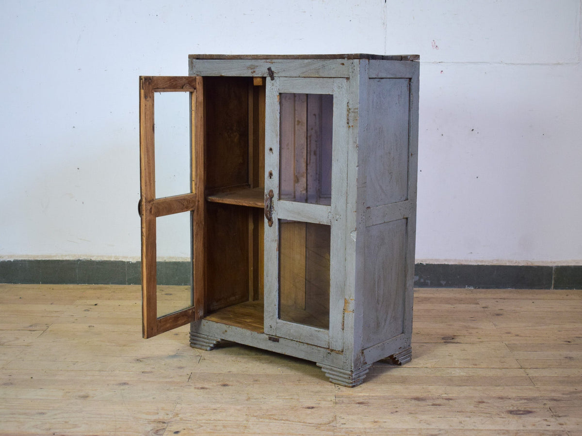 Vintage Worn Painted Rustic Cupboard Cabinet