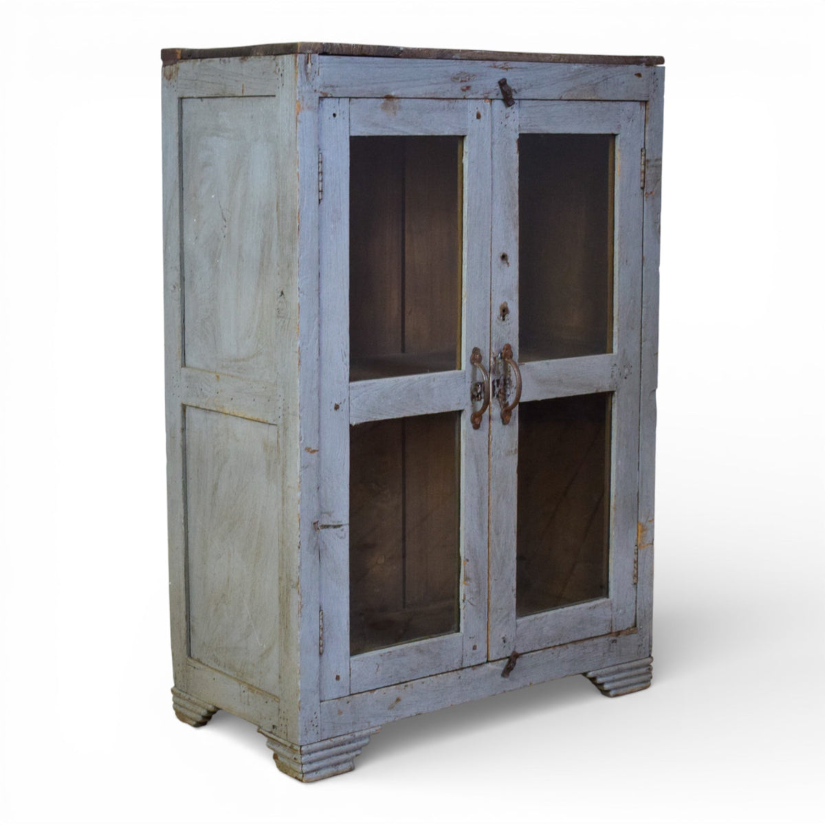 Vintage Worn Painted Rustic Cupboard Cabinet