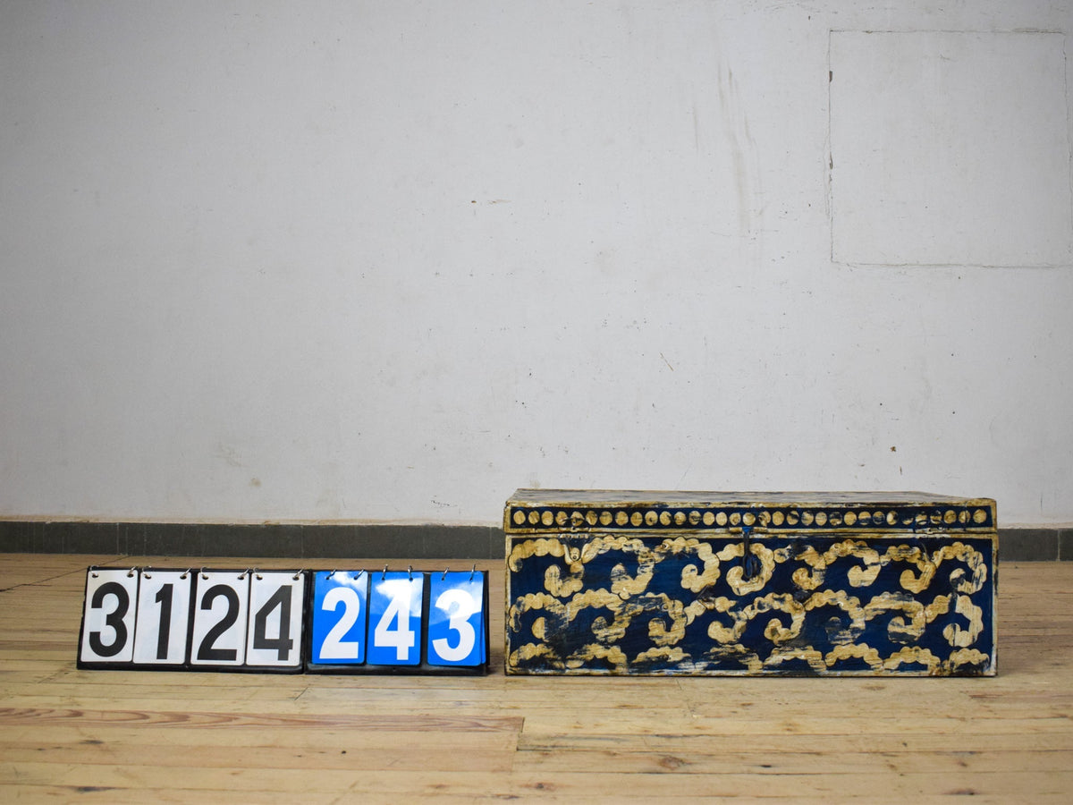 Vintage Indian Hand Painted Metal Travel Trunk Chest