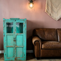 Vintage Worn Painted Rustic Cupboard Cabinet