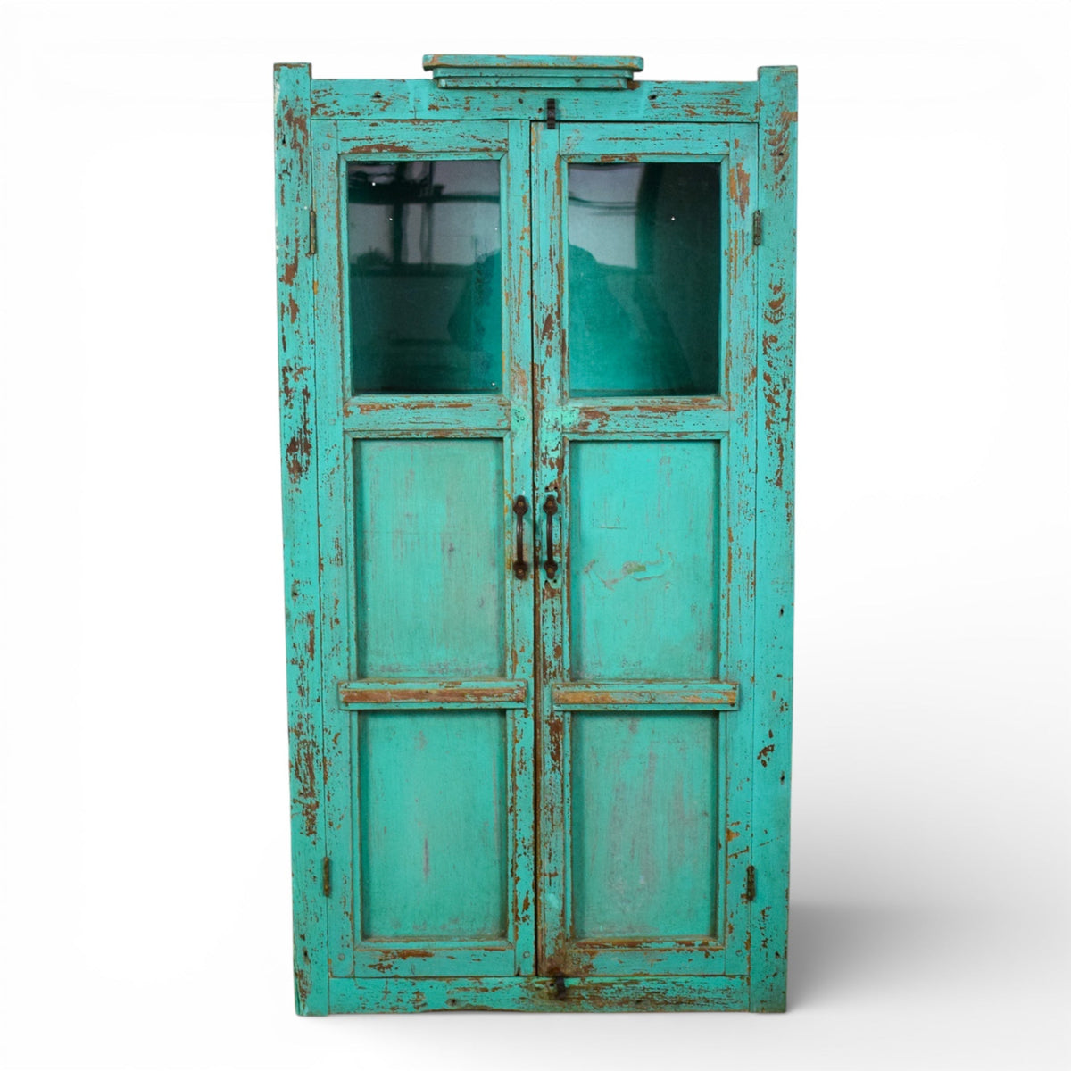 Vintage Worn Painted Rustic Cupboard Cabinet