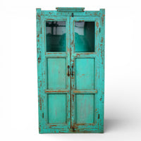 Vintage Worn Painted Rustic Cupboard Cabinet