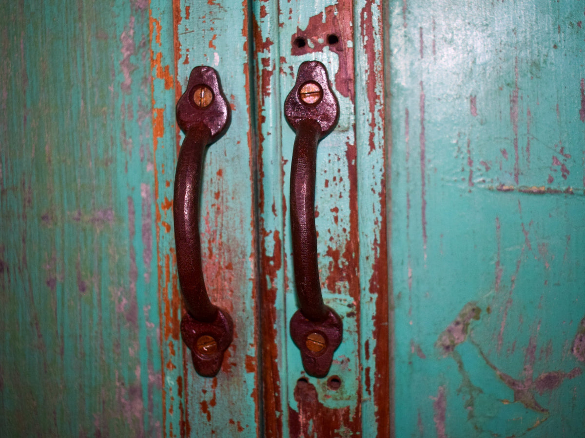 Vintage Worn Painted Rustic Cupboard Cabinet