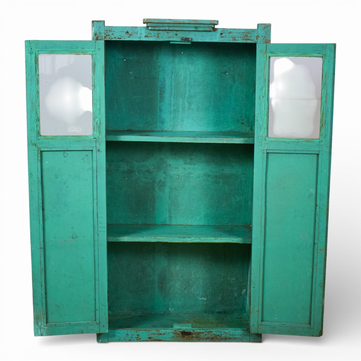 Vintage Worn Painted Rustic Cupboard Cabinet