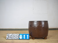 Vintage Metal Planter On Wooden Stand