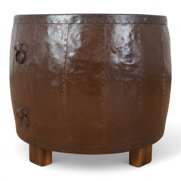 Vintage Metal Planter On Wooden Stand