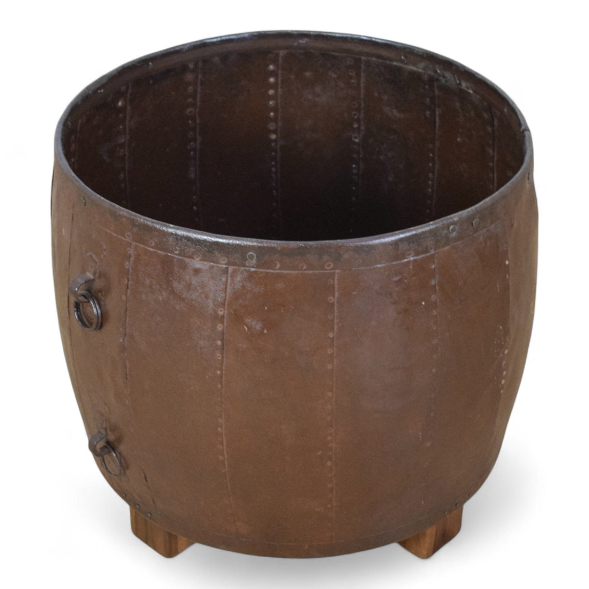 Vintage Metal Planter On Wooden Stand