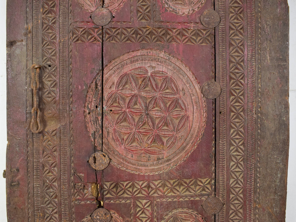 Antique Indian Carved Wooden Door Wall Hanging Art Decoration