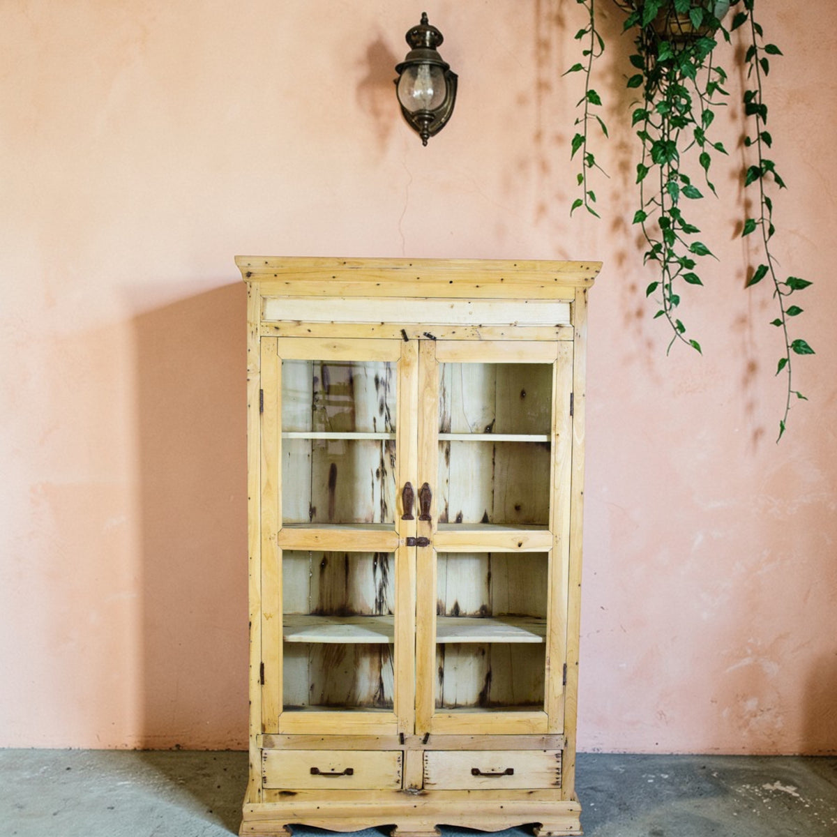 Vintage Bleached Rustic Kitchen Foor Cupboard Cabinet