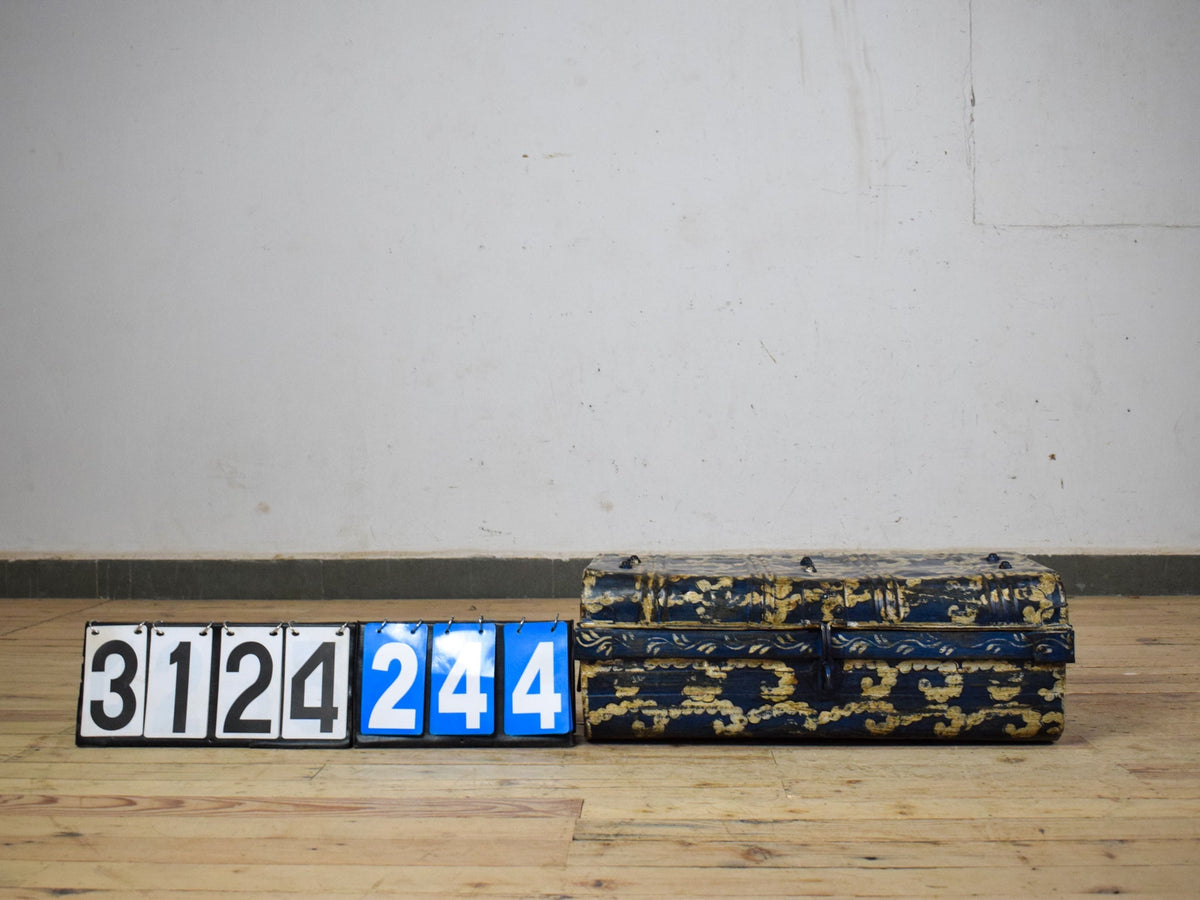 Vintage Indian Hand Painted Metal Travel Trunk Chest