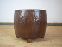 Vintage Metal Planter On Wooden Stand