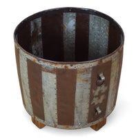 Vintage Metal Planter On Wooden Stand