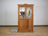 Vintage Indian Wooden Cupboard Cabinet with Reverse Glass Painting and Mirror.