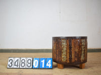 Vintage Metal Planter On Wooden Stand