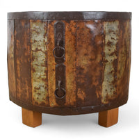 Vintage Metal Planter On Wooden Stand