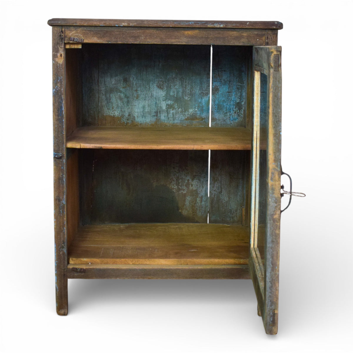 Vintage Worn Painted Rustic Cupboard Cabinet