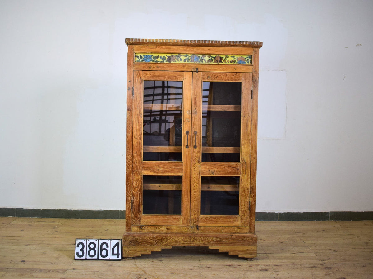 Vintage Worn Painted Rustic Cupboard Cabinet