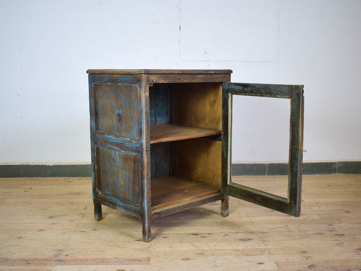 Vintage Worn Painted Rustic Cupboard Cabinet