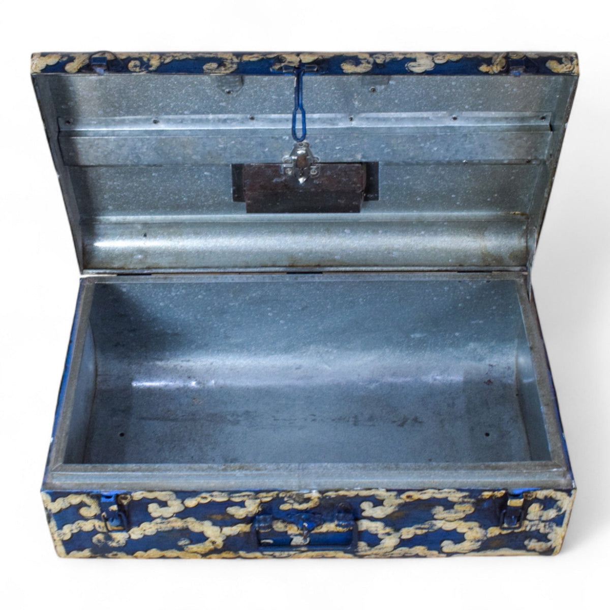 Vintage Indian Hand Painted Metal Travel Trunk Chest
