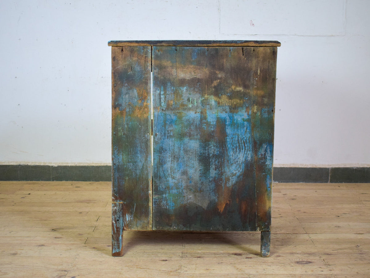 Vintage Worn Painted Rustic Cupboard Cabinet
