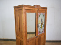 Vintage Indian Wooden Cupboard Cabinet with Reverse Glass Painting and Mirror.