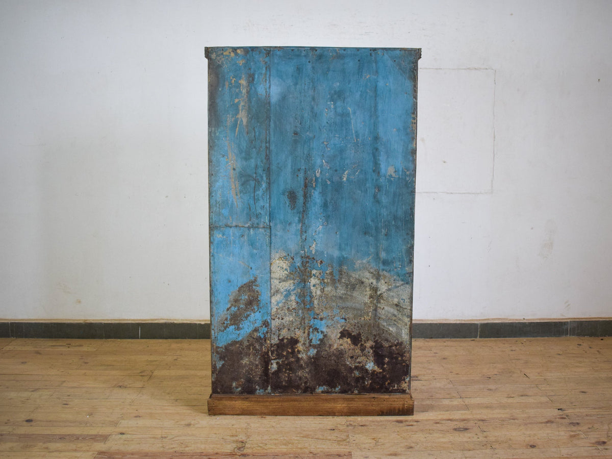 Vintage Indian Wooden Cupboard Cabinet with Reverse Glass Painting and Mirror.