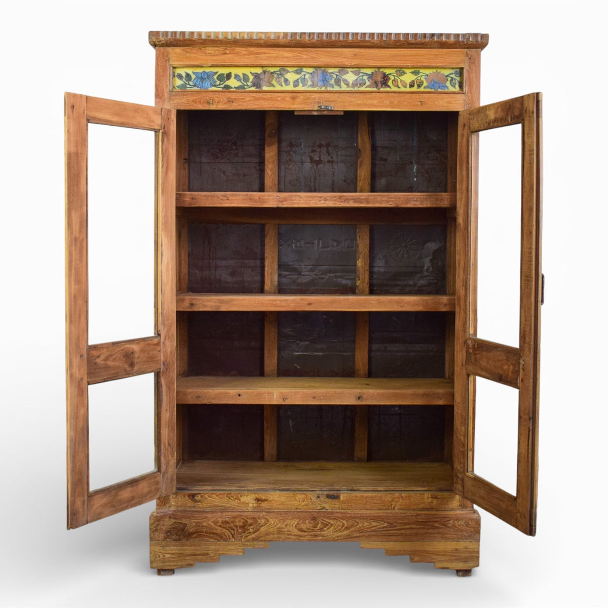 Vintage Worn Painted Rustic Cupboard Cabinet
