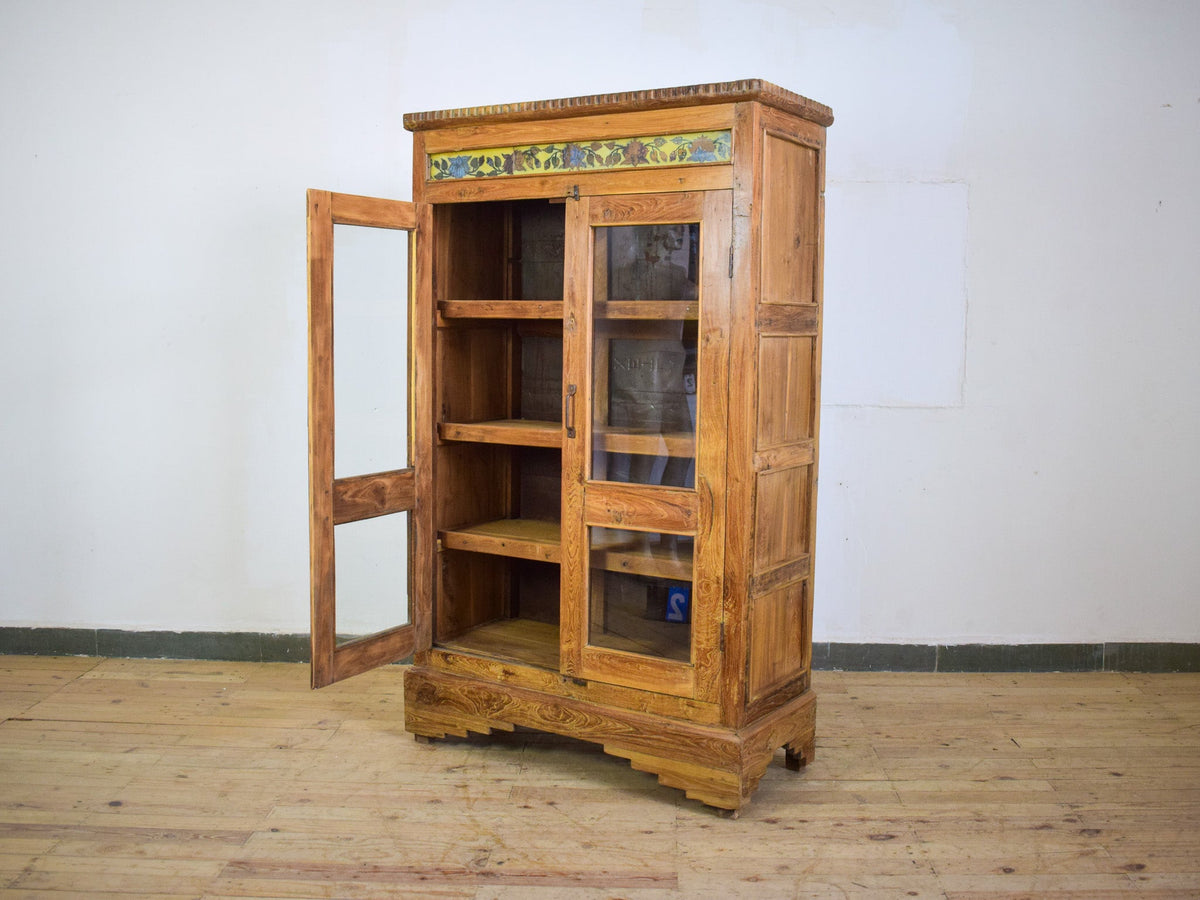 Vintage Worn Painted Rustic Cupboard Cabinet