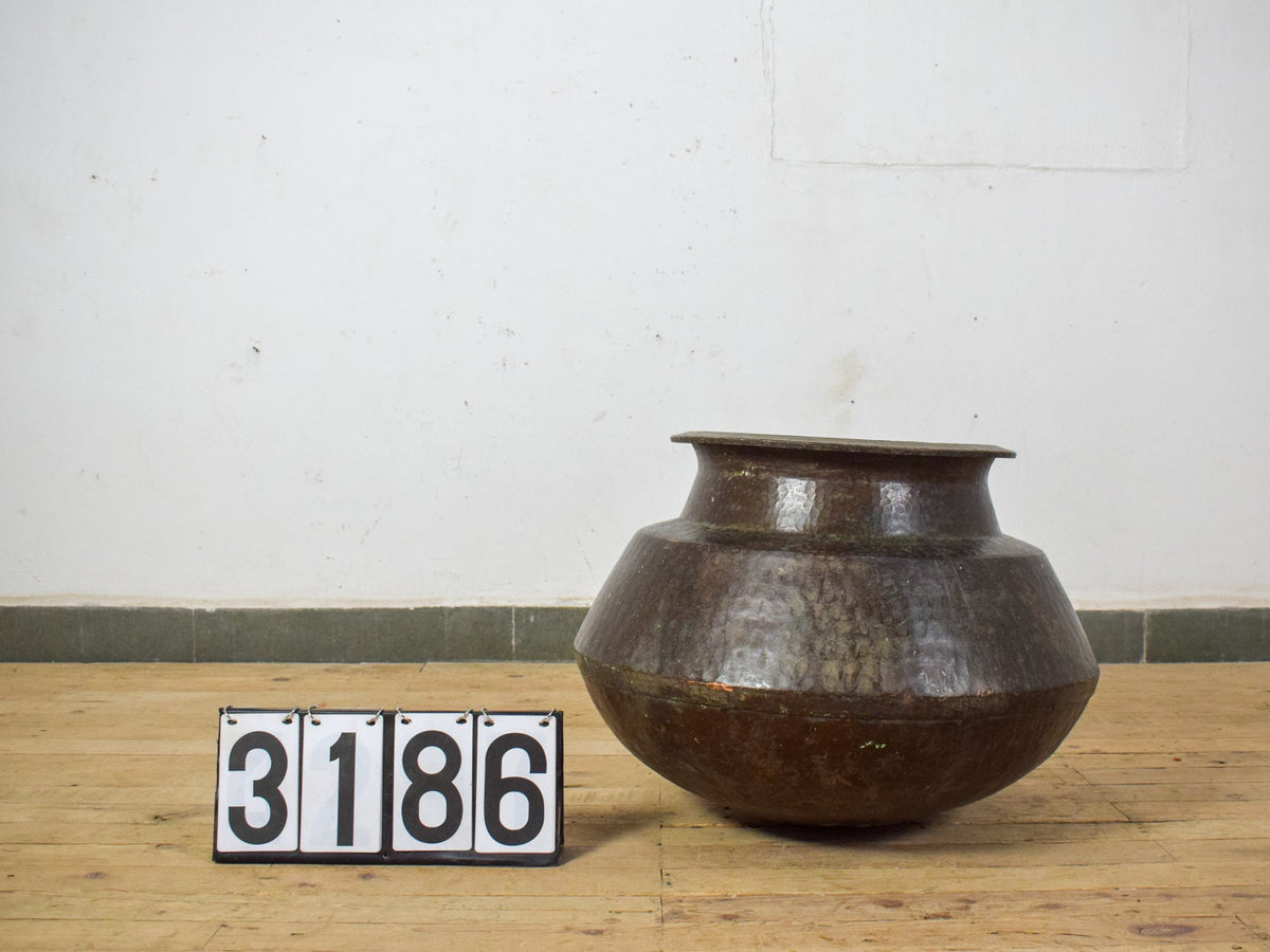Large Antique Solid Copper Planter Pot 59cm