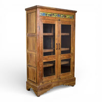Vintage Worn Painted Rustic Cupboard Cabinet