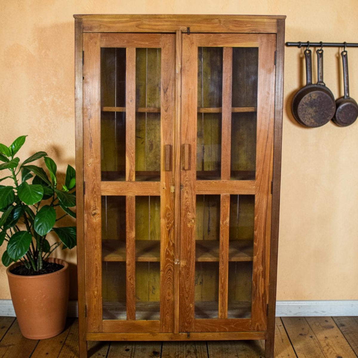 Large Vintage Wooden Rustic Cupboard Cabinet