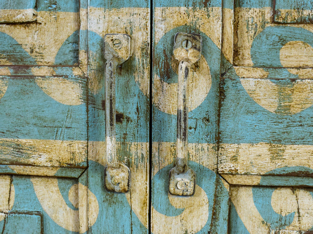 Vintage Hand-Painted Cupboard Cabinet