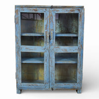 Vintage Worn Painted Rustic Cupboard Cabinet
