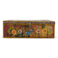 Vintage Indian Hand Painted Metal Travel Trunk Chest