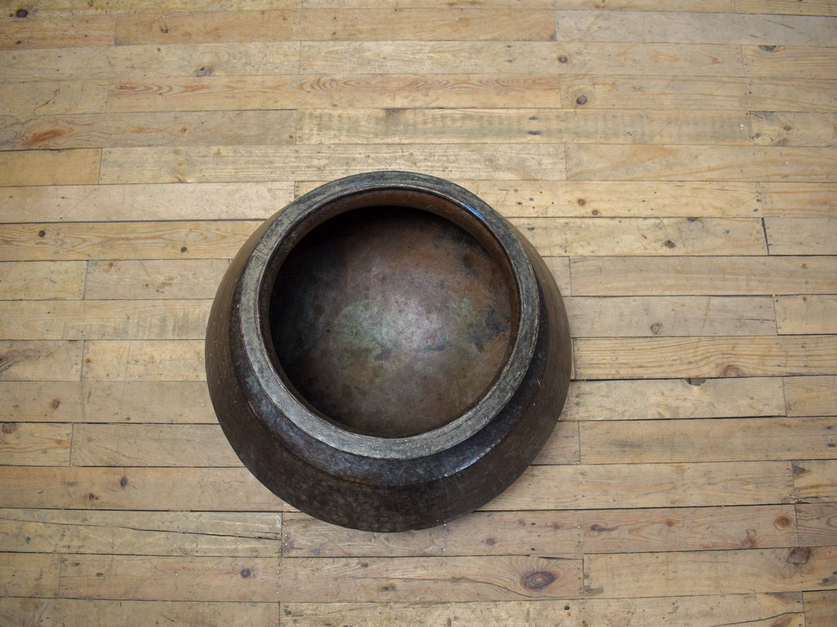 Large Antique Solid Copper Planter Pot 59cm