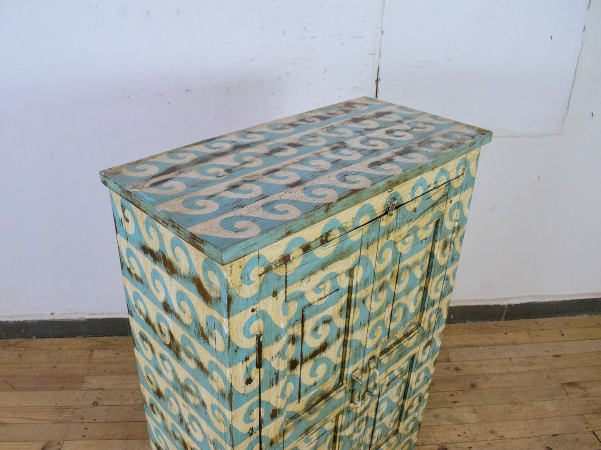 Vintage Hand-Painted Cupboard Cabinet