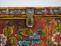 Vintage Indian Hand Painted Metal Travel Trunk Chest
