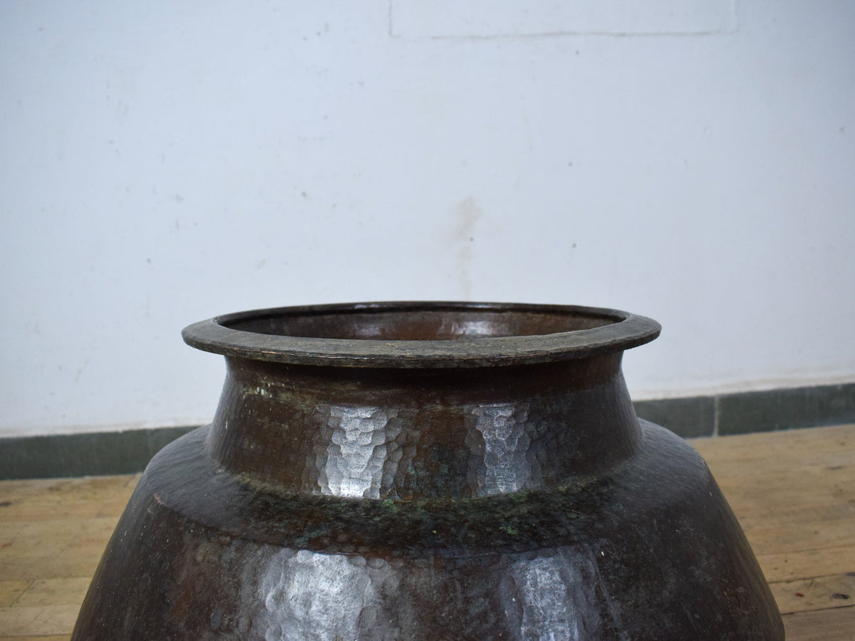 Large Antique Solid Copper Planter Pot 59cm