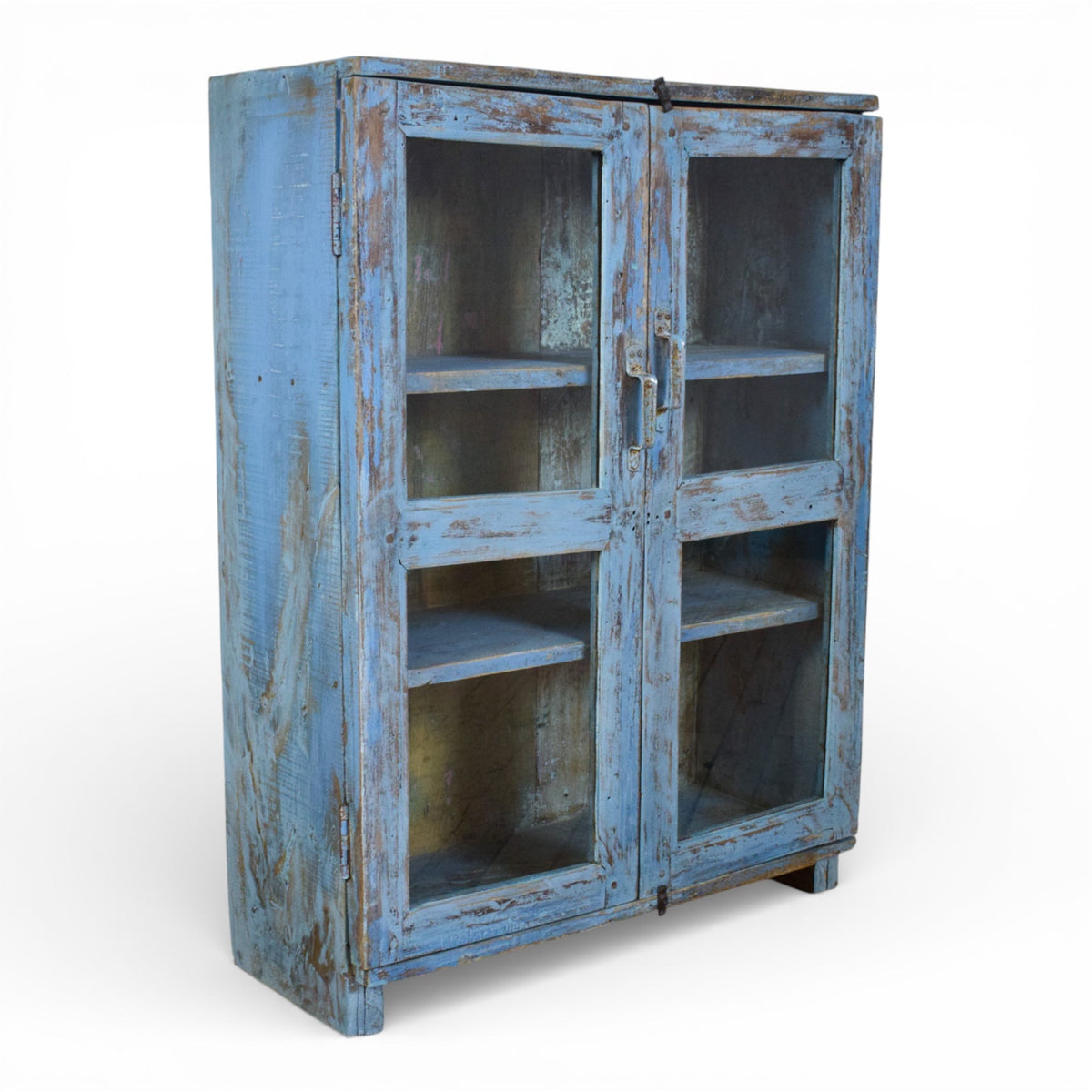 Vintage Worn Painted Rustic Cupboard Cabinet