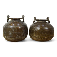 Large Pair of Antique Matki Solid Brass Water Pot
