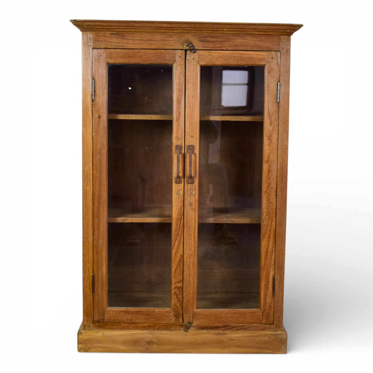 Vintage Rustic Wooden And Glass Cupboard Cabinet