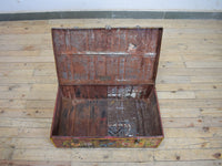 Vintage Indian Hand Painted Metal Travel Trunk Chest