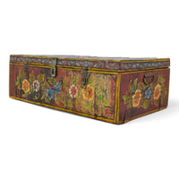 Vintage Indian Hand Painted Metal Travel Trunk Chest